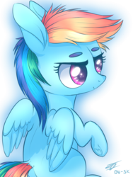 Size: 900x1200 | Tagged: safe, artist:du-sk, rainbow dash, g4, chibi, cute, female, foal, shading, solo