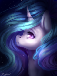 Size: 768x1024 | Tagged: safe, artist:iponylover, princess celestia, g4, curved horn, female, horn, solo