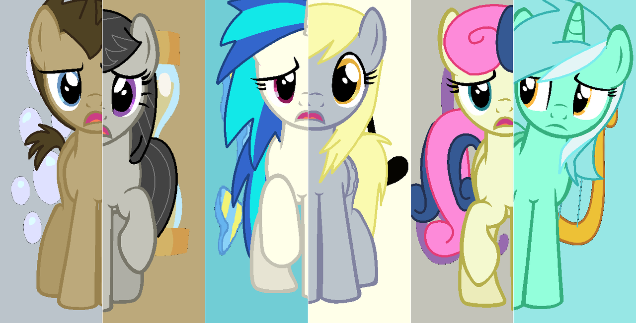 unicorn, background six, female, male, mare, stallion, swapped cutie marks,...