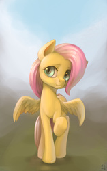 Size: 1592x2532 | Tagged: safe, artist:mrs1989, fluttershy, g4, female, looking at you, raised hoof, solo