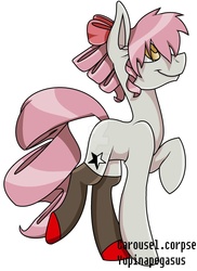 Size: 1600x2192 | Tagged: safe, artist:yupinapegasus, oc, oc only, oc:trixie, bow, clothes, hair bow, shoes, solo, stockings