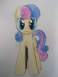 Size: 3116x4086 | Tagged: safe, artist:scribblepwn3, bon bon, sweetie drops, earth pony, pony, g4, female, pen drawing, solo, traditional art, watercolor painting