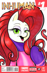 Size: 412x634 | Tagged: safe, artist:retrostarling, pony, clothes, comic cover, female, inhumans, mare, marvel, marvel comics, medusa (marvel), ponified, solo, uniform