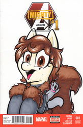 Size: 415x636 | Tagged: safe, artist:retrostarling, pony, comic cover, marvel, marvel comics, mighty avengers, ponified, solo, squirrel girl