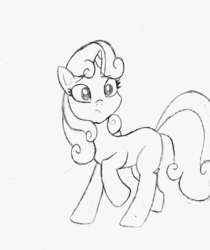 Size: 1046x1245 | Tagged: safe, artist:kattmage, sweetie belle, g4, female, monochrome, older, sketch, solo, traditional art