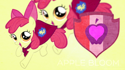 Size: 1920x1080 | Tagged: safe, artist:mrchezco1995, apple bloom, g4, cape, clothes, cmc cape, cutie mark, female, solo, the cmc's cutie marks