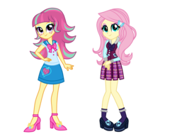 Size: 4200x3300 | Tagged: safe, artist:mixiepie, fluttershy, sour sweet, equestria girls, friendship games, g4, alternate hairstyle, alternate universe, clothes, crystal prep academy, crystal prep academy uniform, freckles, hairclip, high res, role reversal, school uniform, simple background, transparent background