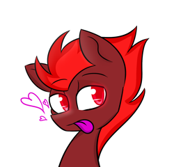 Size: 1608x1544 | Tagged: safe, artist:askhypnoswirl, oc, oc only, oc:storm flare, bedroom eyes, glowing eyes, heart, looking at you, portrait, solo, tongue out