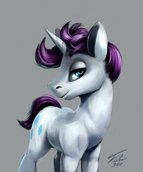 Size: 600x720 | Tagged: safe, artist:tsitra360, rarity, pony, unicorn, g4, elusive, lidded eyes, looking at you, male, rule 63, simple background, solo, stallion