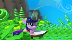 Size: 1280x720 | Tagged: safe, artist:alstiff, twilight sparkle, g4, book, cute, female, glass, lego, solo, youtube link