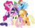 Size: 4985x4067 | Tagged: dead source, safe, artist:xebck, applejack, fluttershy, pinkie pie, rainbow dash, rarity, spike, twilight sparkle, alicorn, dragon, earth pony, pegasus, pony, unicorn, g4, absurd resolution, cute, female, looking at you, lying down, male, mane seven, mane six, mane six opening poses, mare, one eye closed, remake, scene interpretation, simple background, sitting, stock vector, transparent background, twilight sparkle (alicorn), vector, wink