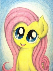 Size: 778x1027 | Tagged: safe, artist:thefriendlyelephant, fluttershy, pegasus, pony, g4, adorable face, cute, female, portrait, shyabetes, smiling, solo, traditional art