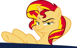 Size: 1365x854 | Tagged: safe, edit, sunset shimmer, pony, unicorn, g4, the cutie re-mark, female, recolor, simple background, sitting, smug, smugset shimmer, solo, transparent background, vector, welcome home twilight