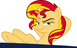 Size: 1365x854 | Tagged: safe, edit, sunset shimmer, pony, unicorn, g4, the cutie re-mark, female, mare, recolor, simple background, sitting, smug, smugset shimmer, solo, transparent background, vector, welcome home twilight