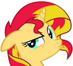 Size: 1312x1198 | Tagged: safe, artist:sikander, sunset shimmer, pony, unicorn, g4, bust, female, pouting, simple background, solo, transparent background, vector