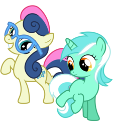 Size: 4500x5000 | Tagged: safe, artist:midnight--blitz, bon bon, lyra heartstrings, sweetie drops, g4, .ai available, absurd resolution, adorabon, cute, filly, lyrabetes, simple background, transparent background, twisted bon bon, vector, younger