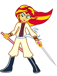 Size: 12000x16000 | Tagged: safe, artist:evil-sparkle, sunset shimmer, equestria girls, g4, absurd resolution, clothes, dual wield, female, kung fu, martial arts, open mouth, solo