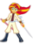 Size: 12000x16000 | Tagged: safe, artist:evil-sparkle, sunset shimmer, equestria girls, g4, absurd resolution, clothes, dual wield, female, kung fu, martial arts, open mouth, solo