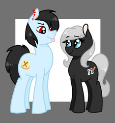 Size: 1926x2057 | Tagged: safe, artist:broohan, oc, oc only, oc:off beat, oc:silver note, offspring, parent:octavia melody, parent:unnamed oc, parents:canon x oc