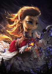 Size: 850x1200 | Tagged: safe, artist:assasinmonkey, oc, oc only, pony, first contact war, clothes, epic, female, scar, solo
