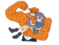 Size: 3300x2551 | Tagged: safe, artist:edcom02, artist:jmkplover, boulder (g4), maud pie, human, g4, ben grimm, crossover, crossover shipping, fantastic four, fantastic four: world's greatest heroes, high res, humanized, shipping, simple background, the thing (marvel), transparent background
