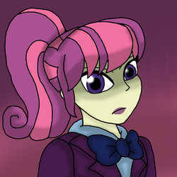 Size: 1296x1296 | Tagged: safe, artist:pokecure123, diwata aino, equestria girls, g4, my little pony equestria girls: friendship games, background human, death stare, female, solo