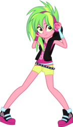 Size: 1742x3000 | Tagged: dead source, safe, artist:xebck, lemon zest, equestria girls, g4, my little pony equestria girls: friendship games, alternate hairstyle, alternate universe, clothes, female, headphones, shorts, simple background, solo, transparent background, vector