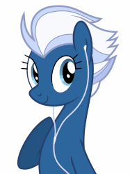Size: 603x808 | Tagged: safe, artist:camo-pony, night glider, pegasus, pony, g4, animated, blinking, cute, earbuds, female, glideabetes, show accurate, simple background, solo, white background