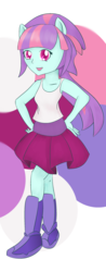 Size: 1024x2600 | Tagged: safe, artist:berrypunchrules, sunny flare, equestria girls, g4, my little pony equestria girls: friendship games, anime, boots, clothes, female, ponied up, pony ears, skirt, solo, tank top