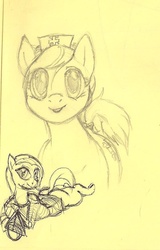 Size: 562x877 | Tagged: safe, artist:tacodeltaco, nurse redheart, g4, background pony, looking at you, smiling, tail bow