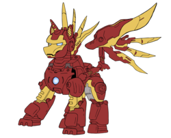 Size: 3152x2551 | Tagged: safe, artist:edcom02, artist:jmkplover, alicorn, pony, unicorn, armor, crossover, high res, iron man, marvel, ponified, simple background, solo, superhero, tony stark, transparent background, wings