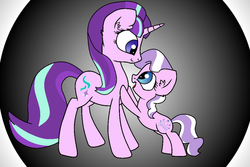 Size: 1024x683 | Tagged: safe, artist:princessangeldust, diamond tiara, starlight glimmer, earth pony, pony, unicorn, g4, base used, cute, diamondbetes, duo, female, filly, glimmerbetes, looking at each other, mare, open mouth