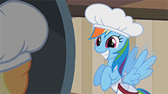 Size: 240x135 | Tagged: safe, edit, screencap, applejack, rainbow dash, g4, the last roundup, /mlp/, 4chan, animated, female, gif for breezies, greentext, hat, meta, metaphor gif, moar, picture for breezies, text