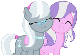 Size: 822x584 | Tagged: source needed, useless source url, safe, artist:iceagelover, diamond tiara, silver spoon, pony, g4, adorabullies, alternate hairstyle, cute, eyes closed, glasses, missing accessory, older, older diamond tiara, older silver spoon, squishy cheeks, teenager