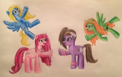 Size: 3627x2295 | Tagged: safe, artist:saltymccurdian16, bayley, becky lynch, charlotte, goggles, headband, high res, necklace, nxt, ponified, sasha banks, wristband, wwe