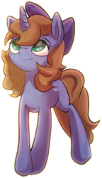 Size: 691x1196 | Tagged: safe, artist:tiothebeetle, oc, oc only, oc:ashley hearts, pony, unicorn, bow, female, hair bow, mare, solo