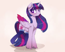 Size: 2500x2000 | Tagged: safe, artist:magnaluna, twilight sparkle, alicorn, pony, blushing, chest fluff, clothes, embarrassed, female, frilly socks, mare, socks, solo, twilight sparkle (alicorn), unshorn fetlocks
