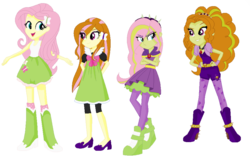 Size: 900x579 | Tagged: safe, artist:eqgsnowfrill, artist:selenaede, adagio dazzle, fluttershy, oc, oc:razzle glare, oc:serenade melody, equestria girls, g4, my little pony equestria girls: rainbow rocks, base used, family, female, flutterdagio, lesbian, magical lesbian spawn, offspring, parent:adagio dazzle, parent:fluttershy, parents:flutterdagio