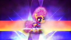 Size: 3840x2160 | Tagged: safe, artist:alexstrazse, artist:game-beatx14, scootaloo, g4, clothes, costume, female, high res, solo, wallpaper