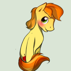 Size: 578x579 | Tagged: safe, artist:twilight7070, braeburn, g4, blushing, hatless, male, missing accessory, solo