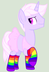 Size: 356x517 | Tagged: safe, artist:twilight7070, oc, oc only, clothes, crossdressing, rainbow socks, socks, solo, stockings, striped socks, tutu