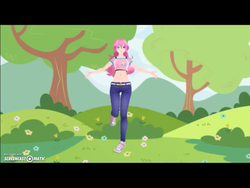 Size: 1024x768 | Tagged: safe, pinkie pie, human, g4, 3d, blurry, female, humanized, mmd, pose, solo