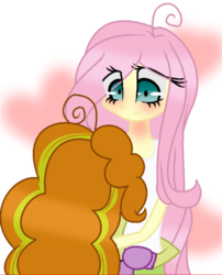 Size: 600x744 | Tagged: safe, artist:r-umii, adagio dazzle, fluttershy, equestria girls, g4, adagioshy, crack shipping, embrace, female, flutterdagio, forgiveness, hug, lesbian, shipping