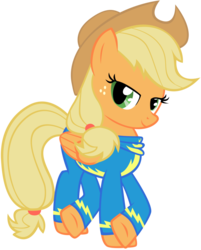 Size: 801x997 | Tagged: source needed, safe, artist:maximillianveers, applejack, pegasus, pony, g4, female, flapplejack, race swap, simple background, solo, transparent background, vector, wonderbolts uniform