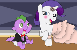 Size: 2550x1650 | Tagged: safe, artist:bico-kun, rarity, spike, g4, female, filly, male, ship:sparity, shipping, straight, younger