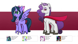 Size: 3550x2010 | Tagged: safe, artist:broohan, oc, oc only, hybrid, crack shipping, high res, interspecies offspring, magical lesbian spawn, offspring, parent:flitter, parent:king sombra, parent:queen chrysalis, parent:sweetie belle, parents:flittersalis, parents:sombrabelle, shipping generator