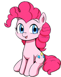 Size: 1877x2364 | Tagged: dead source, safe, artist:ryou14, pinkie pie, earth pony, pony, g4, blushing, cute, diapinkes, female, mare, open mouth, simple background, sitting, solo, white background