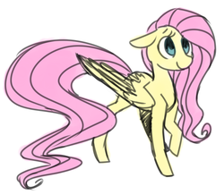 Size: 606x529 | Tagged: safe, artist:breadcipher, fluttershy, g4, female, looking up, raised hoof, simple background, sketch, solo, white background
