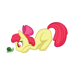 Size: 500x400 | Tagged: safe, artist:breadcipher, apple bloom, snail, g4, adorabloom, ass up, cute, female, simple background, solo, transparent background