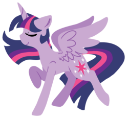 Size: 650x600 | Tagged: safe, artist:breadcipher, twilight sparkle, alicorn, pony, g4, eyes closed, female, mare, simple background, smiling, solo, transparent background, trotting, twilight sparkle (alicorn)